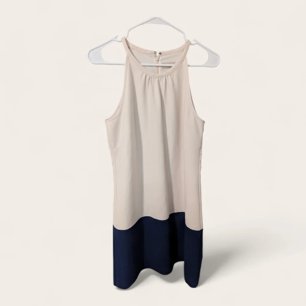 Banana Republic, Cream Sleeveless Colorblock Dress, Size 8p